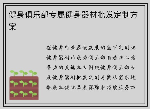 健身俱乐部专属健身器材批发定制方案